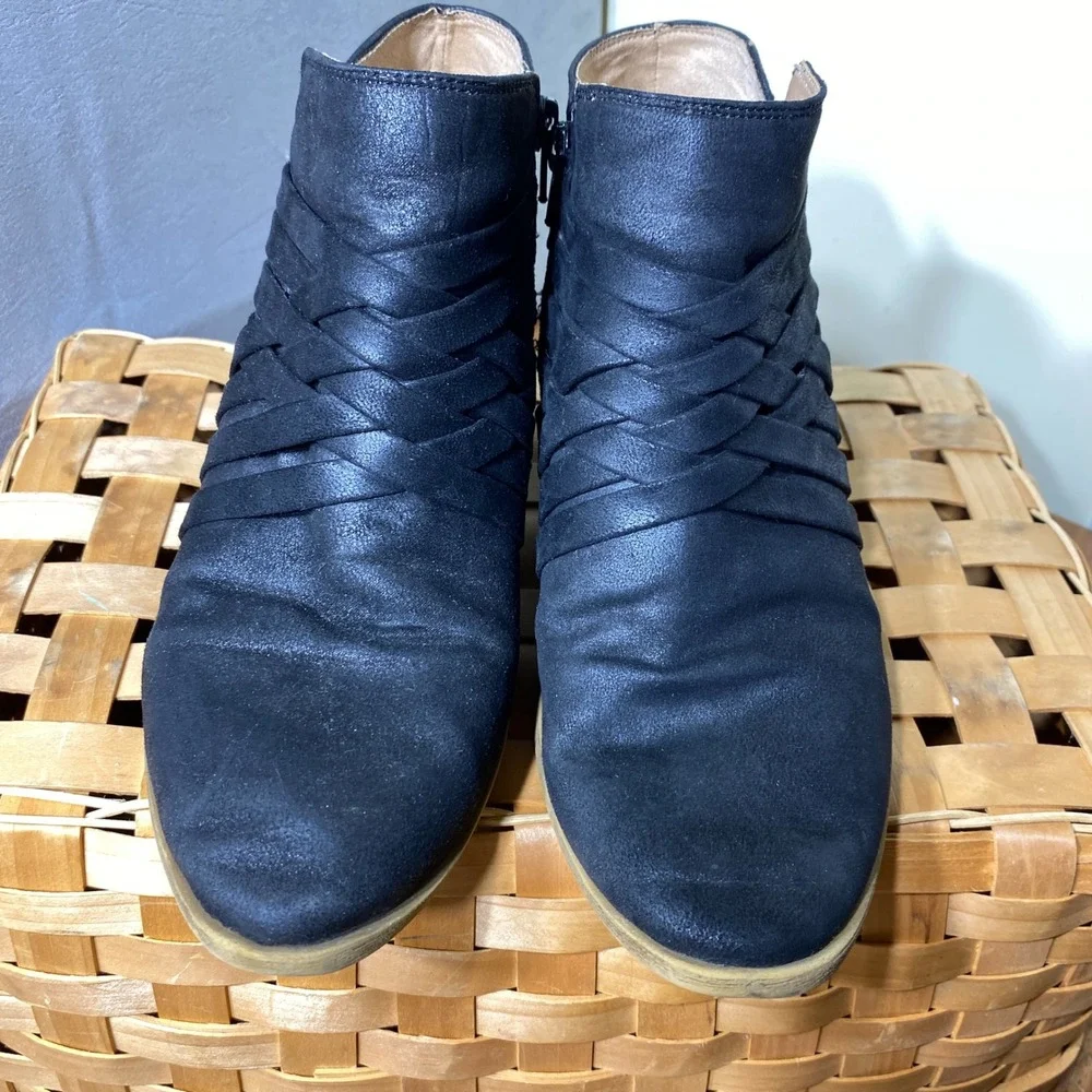LifeStride Prairie Womens Black Strappy Caged Ankle Boots Size 8.5M Block Heel
